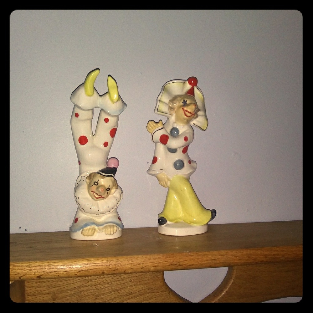 Vintage figurine meme clown set.